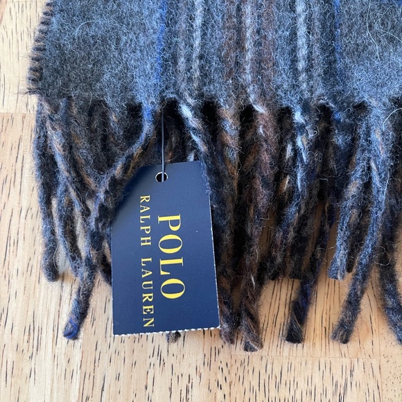 Polo Ralph Lauren Blue Wool Blend Scarf - Picture 2 of 6